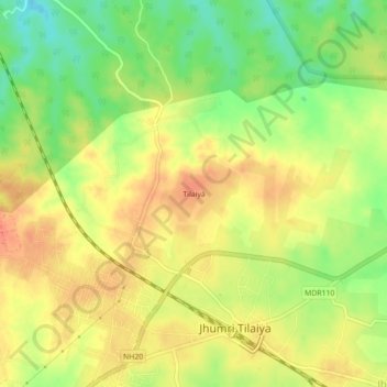 Mappa topografica Tilaiya, altitudine, rilievo