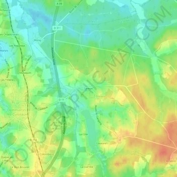 Mappa topografica Semon, altitudine, rilievo