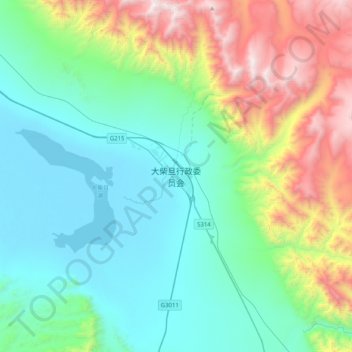 Mappa topografica 大柴旦行政委员会, altitudine, rilievo