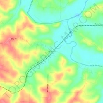 Mappa topografica Moselle, altitudine, rilievo