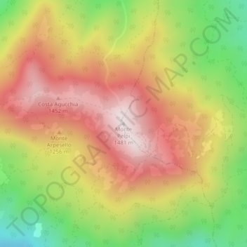 Mappa topografica Monte Pelpi, altitudine, rilievo