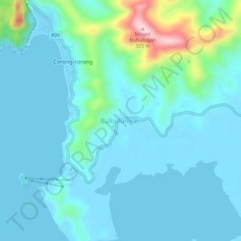 Mappa topografica Bulbulungan, altitudine, rilievo