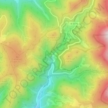 Mappa topografica Allerheiligen-Wasserfälle, altitudine, rilievo