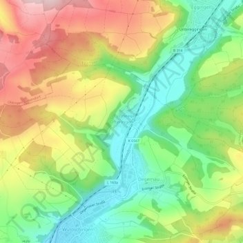 Mappa topografica Ofteringen, altitudine, rilievo