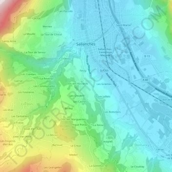 Mappa topografica La Fley, altitudine, rilievo