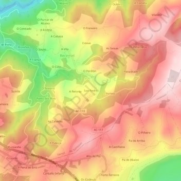Mappa topografica San Pedro, altitudine, rilievo