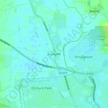 Mappa topografica Dunswell, altitudine, rilievo