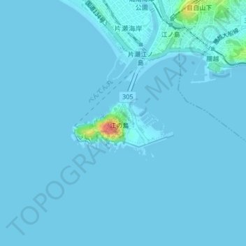 Mappa topografica Enoshima, altitudine, rilievo