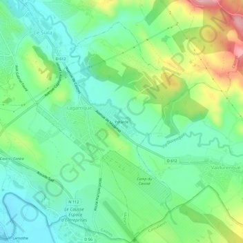 Mappa topografica Pétardé, altitudine, rilievo