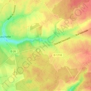 Mappa topografica Rue des Charbons, altitudine, rilievo