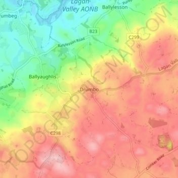 Mappa topografica Drumbo, altitudine, rilievo