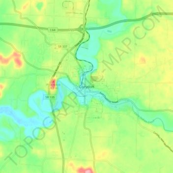 Mappa topografica Corydon, altitudine, rilievo