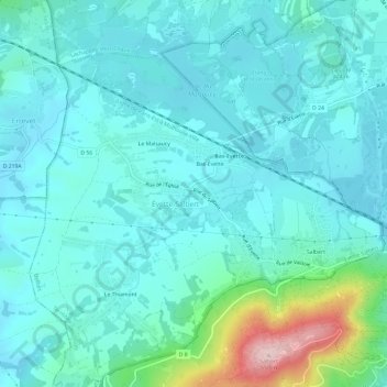 Mappa topografica Évette, altitudine, rilievo