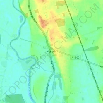 Mappa topografica Marton, altitudine, rilievo
