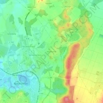 Mappa topografica Hopfenweiler, altitudine, rilievo