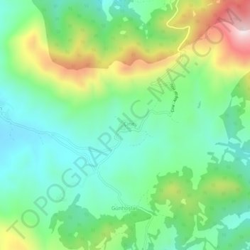 Mappa topografica Çine, altitudine, rilievo