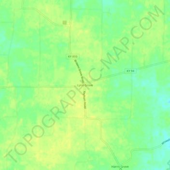 Mappa topografica Lynn Grove, altitudine, rilievo