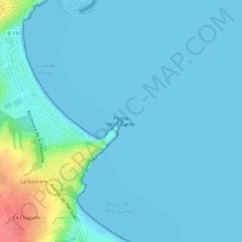 Mappa topografica Pointe de la Garde, altitudine, rilievo