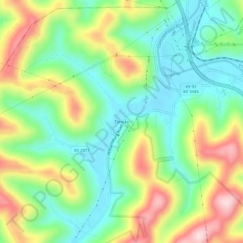Mappa topografica Timsley, altitudine, rilievo