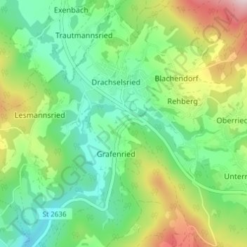 Mappa topografica Barthlbühl, altitudine, rilievo