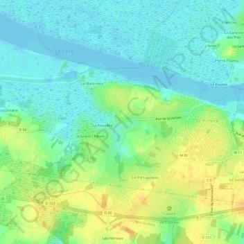 Mappa topografica La Cochère, altitudine, rilievo