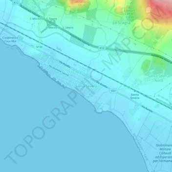 Mappa topografica Santa Severa, altitudine, rilievo