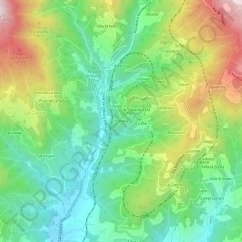 Mappa topografica Pianella, altitudine, rilievo