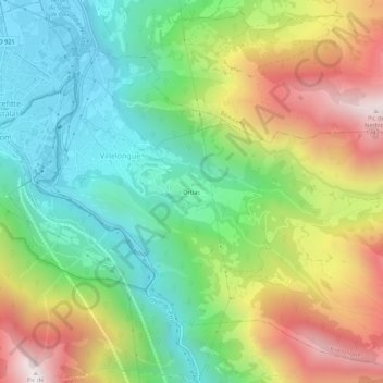 Mappa topografica Ortiac, altitudine, rilievo