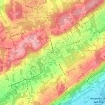 Mappa topografica Warrenville, altitudine, rilievo