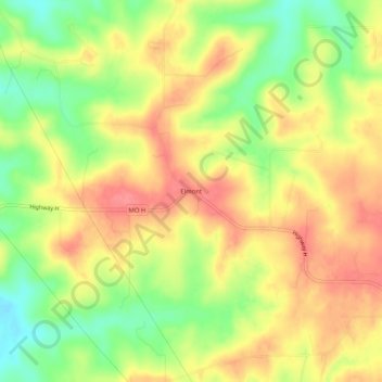 Mappa topografica Elmont, altitudine, rilievo