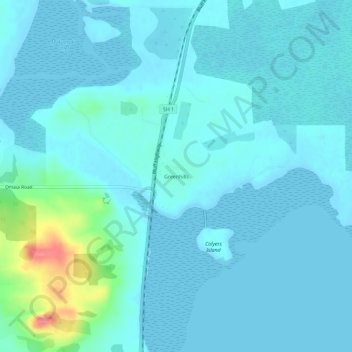 Mappa topografica Greenhills, altitudine, rilievo