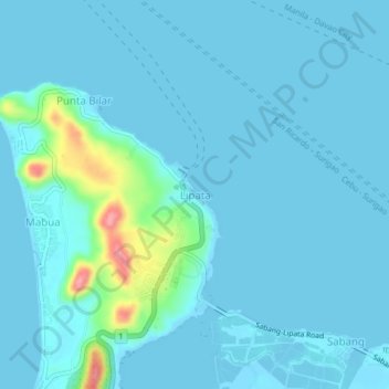 Mappa topografica Lipata, altitudine, rilievo