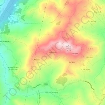 Mappa topografica Antreola, altitudine, rilievo