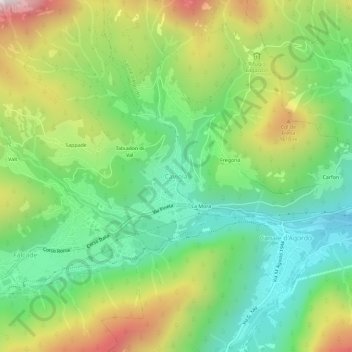 Mappa topografica Caviola, altitudine, rilievo