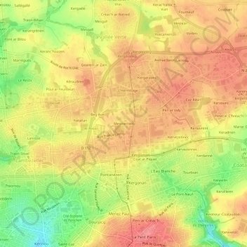 Mappa topografica Mesmerrien, altitudine, rilievo