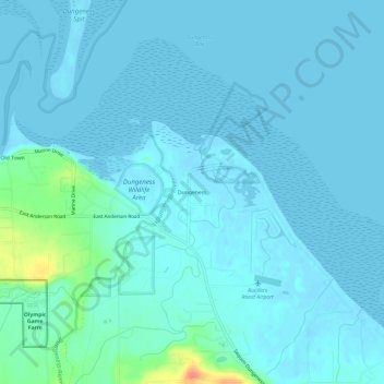 Mappa topografica Dungeness, altitudine, rilievo
