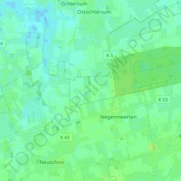 Mappa topografica Westerschoo, altitudine, rilievo