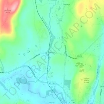 Mappa topografica Orcutts, altitudine, rilievo
