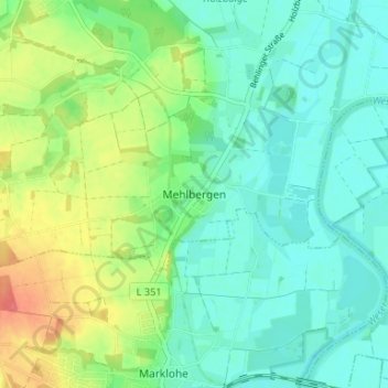Mappa topografica Mehlbergen, altitudine, rilievo