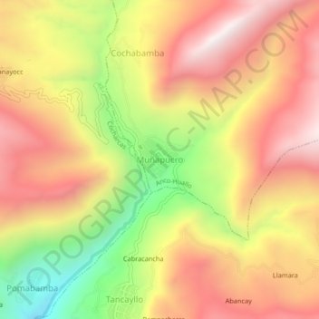 Mappa topografica Muñapucro, altitudine, rilievo