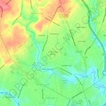 Mappa topografica Crum Creek Manor, altitudine, rilievo