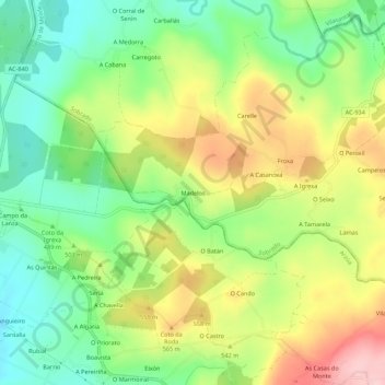 Mappa topografica Madelos, altitudine, rilievo