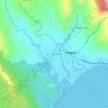 Mappa topografica Caragsacan, altitudine, rilievo