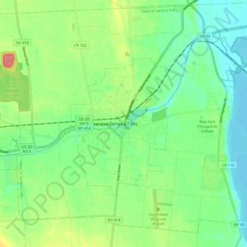 Mappa topografica Seneca Falls, altitudine, rilievo