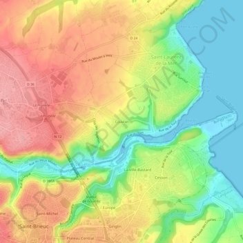 Mappa topografica Couvran, altitudine, rilievo