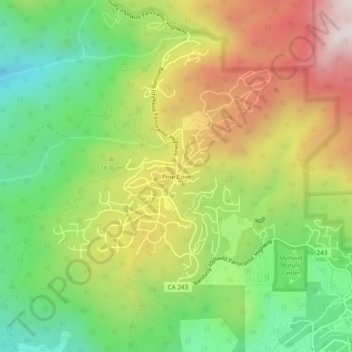 Mappa topografica Pine Cove, altitudine, rilievo