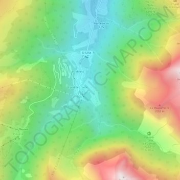 Mappa topografica La Martinette, altitudine, rilievo