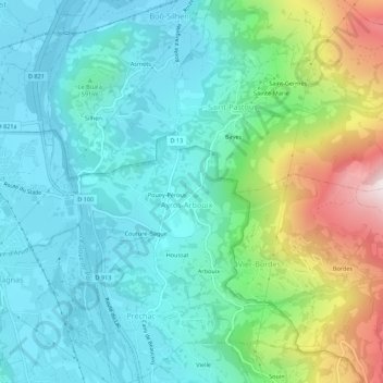 Mappa topografica Ayros, altitudine, rilievo