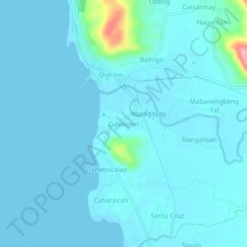 Mappa topografica Galongen, altitudine, rilievo