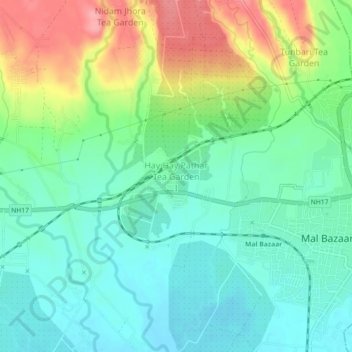Mappa topografica Hay Hay Pathar Tea Garden I, altitudine, rilievo